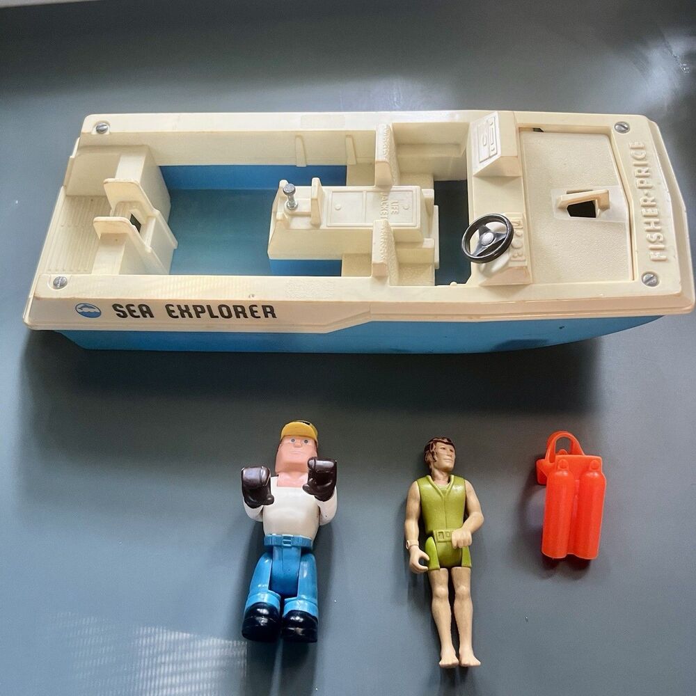 Vtg 1970s Fisher-Price Adventure People Sea Explorer Boat 310 Husky Helpers Lot